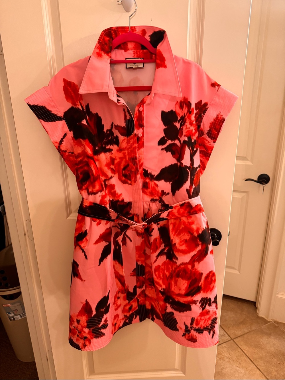 Tuckernuck Pink Dress with Red and Black Floral Print